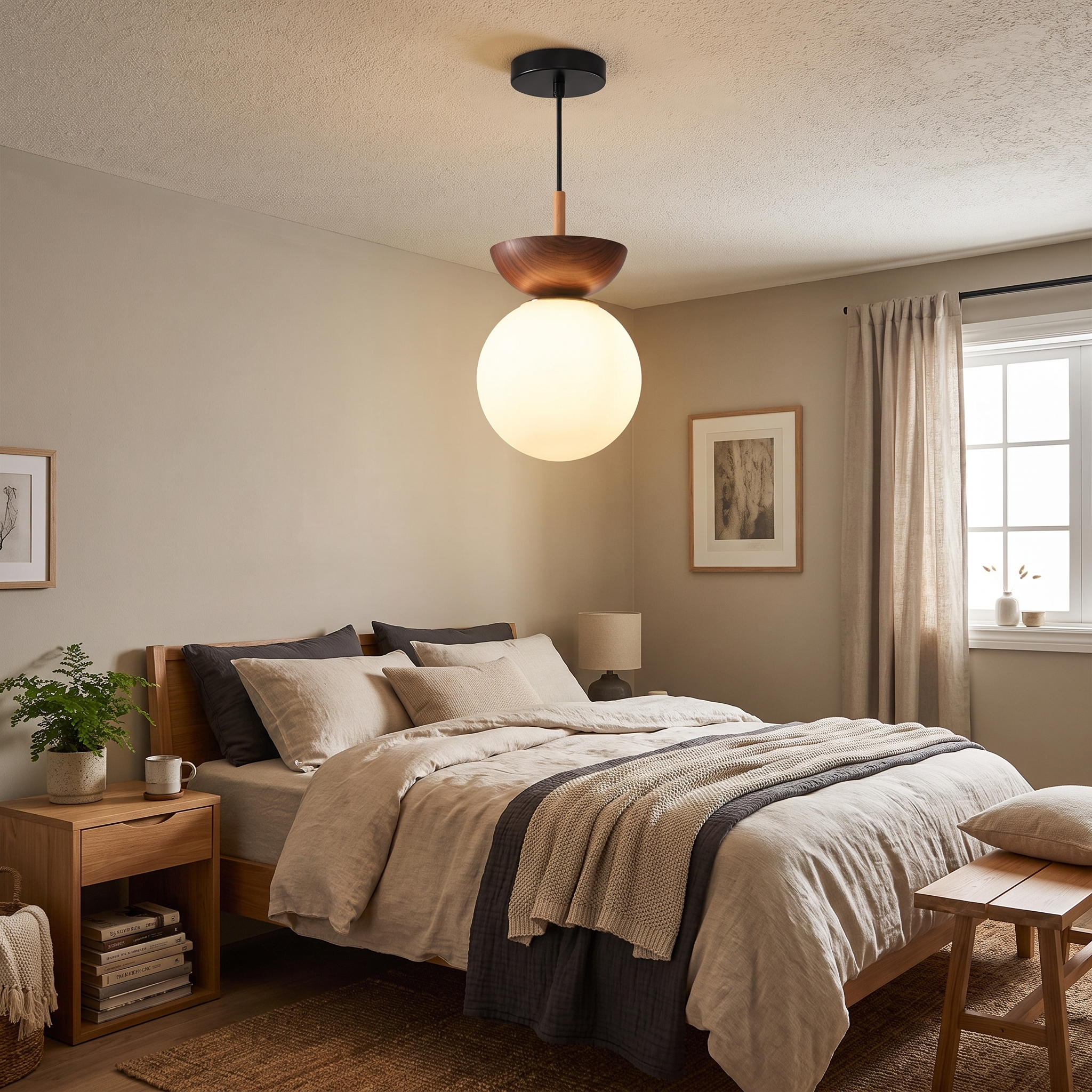 Glass Orb Ceiling Light in Semi-Flush or Pendant Style 4