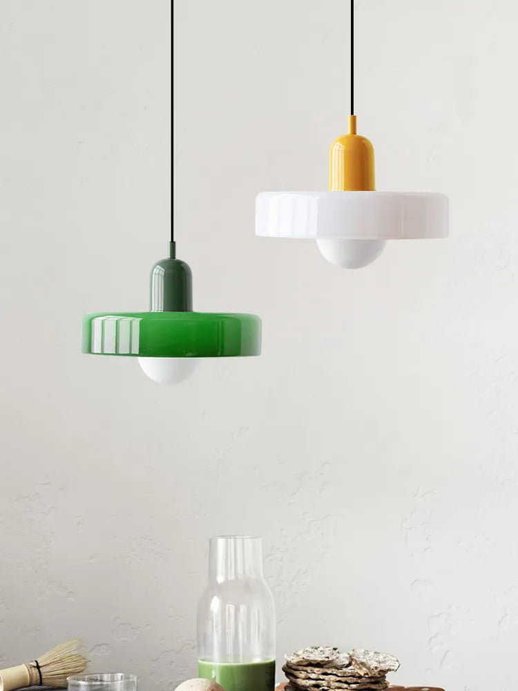 Glass Pendant Light, Bauhaus Dual-Tone Design 3