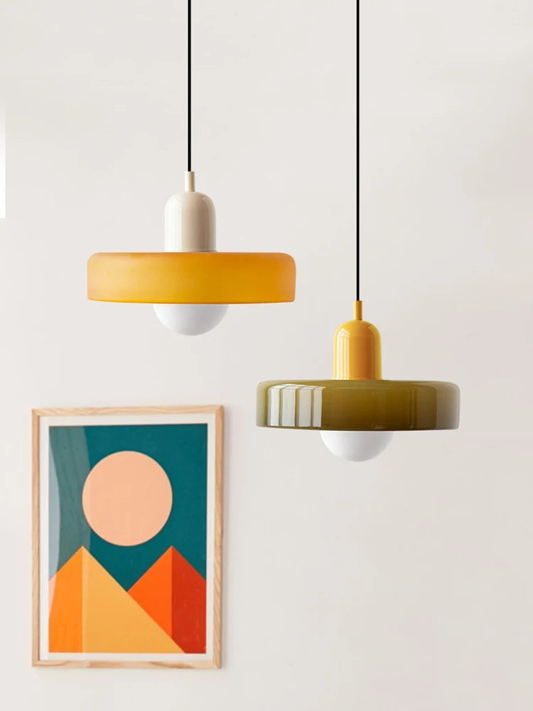 Glass Pendant Light, Bauhaus Dual-Tone Design 6