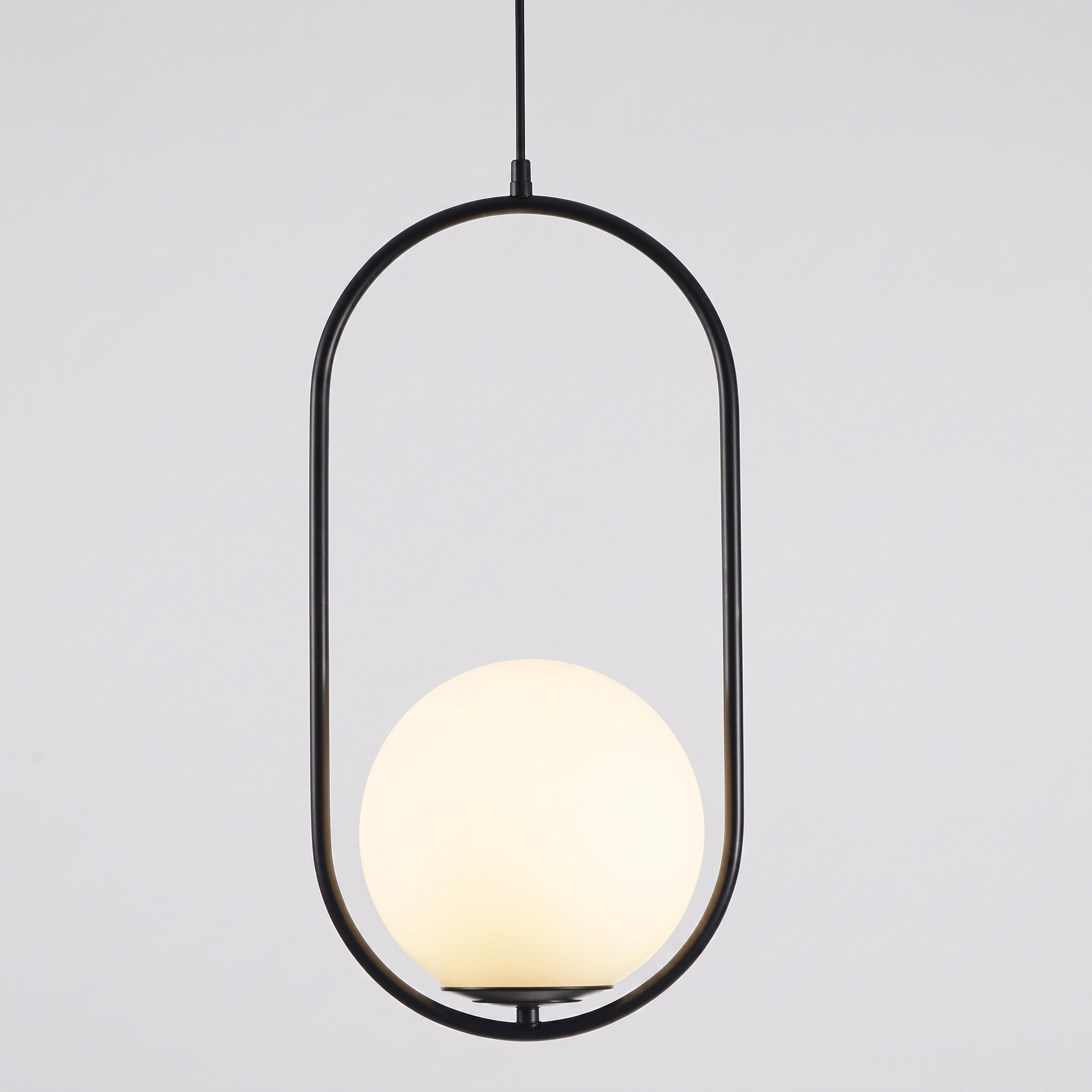 Glass Shade Pendant Light in Ellipse or Oval with Gold or Black Trim 0