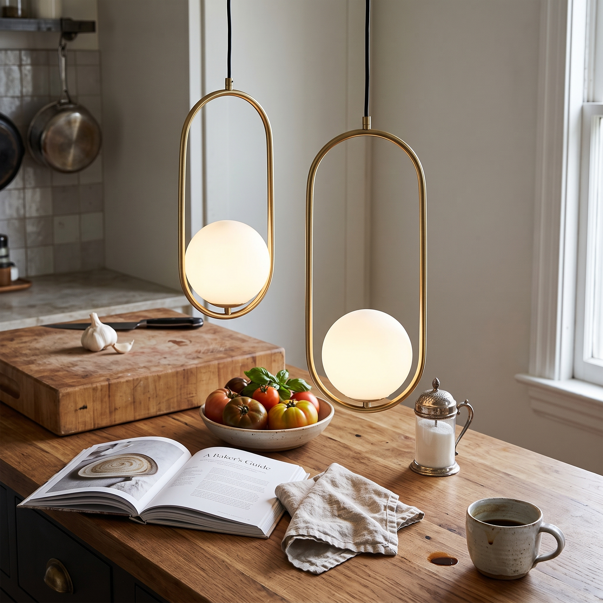 Glass Shade Pendant Light in Ellipse or Oval with Gold or Black Trim 8