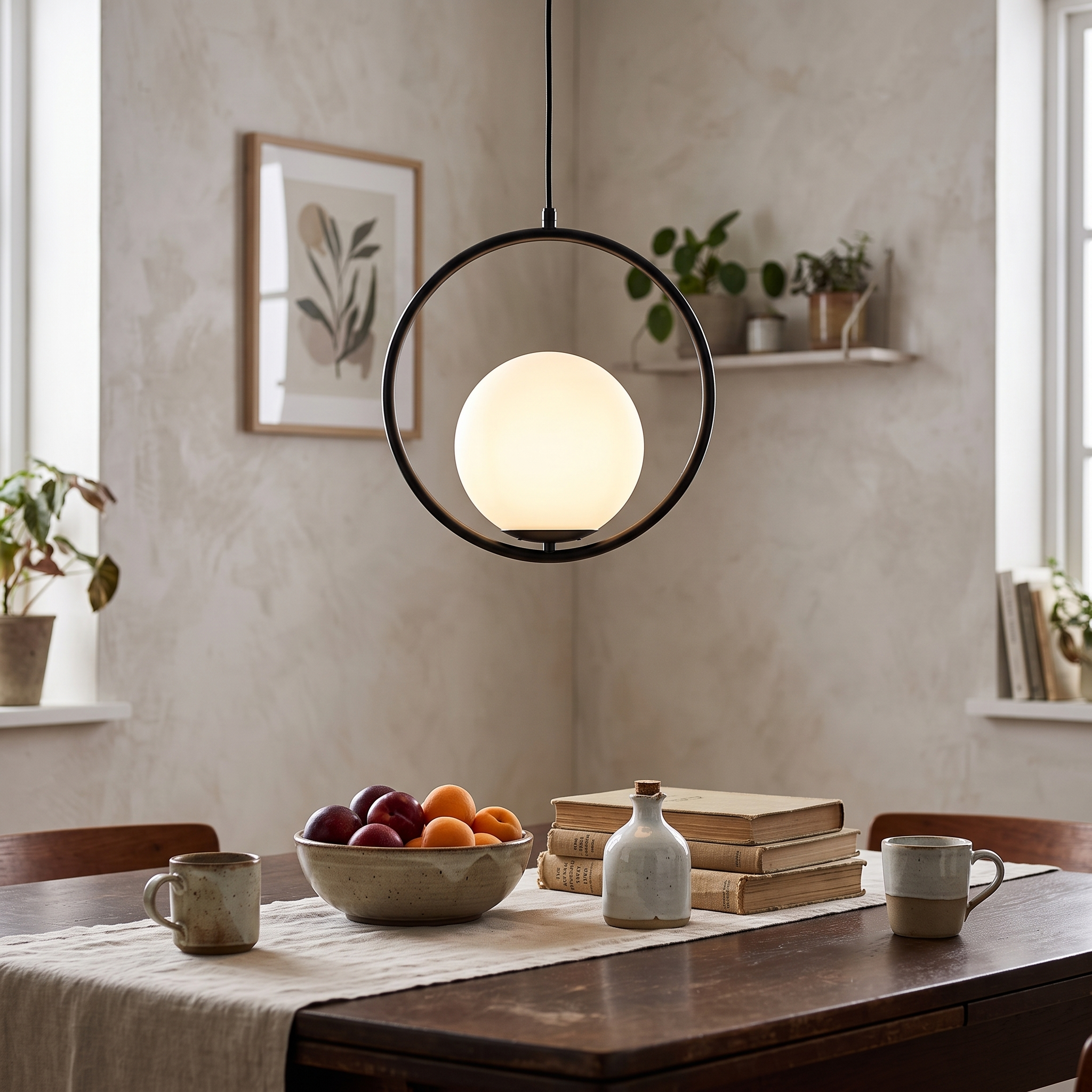 Glass Shade Pendant Light in Ellipse or Oval with Gold or Black Trim 9