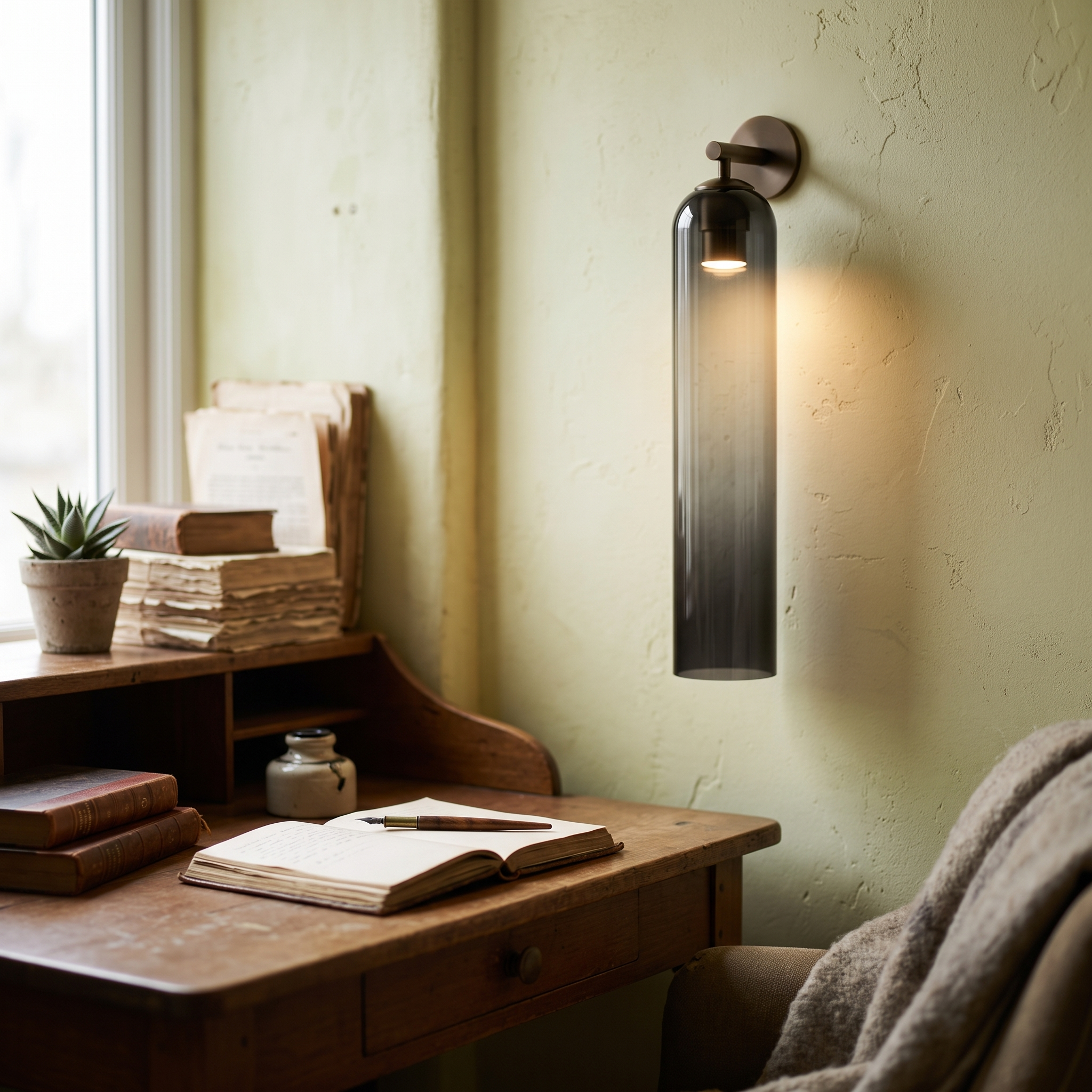 Glass Shade Wall Lamp with Gold or Black Back Plate, LED Included 11