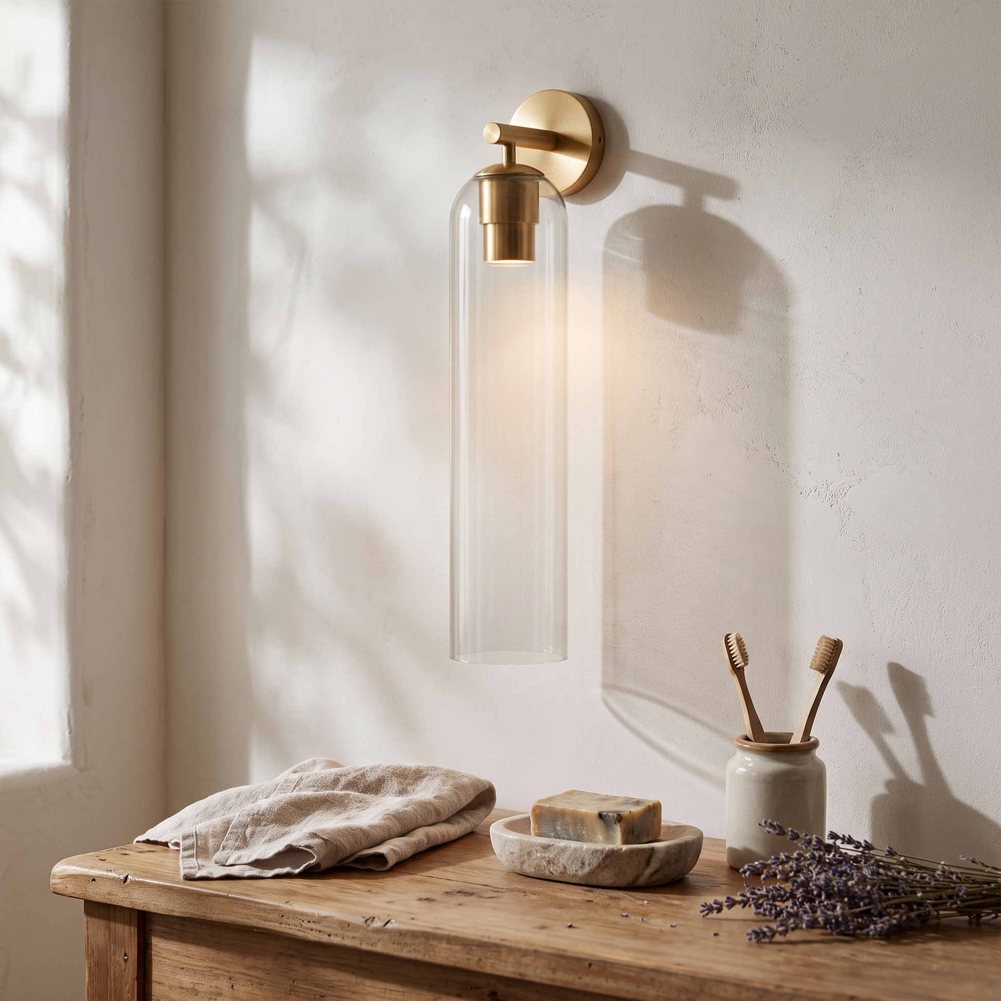 Glass Shade Wall Lamp with Gold or Black Back Plate, LED Included 12