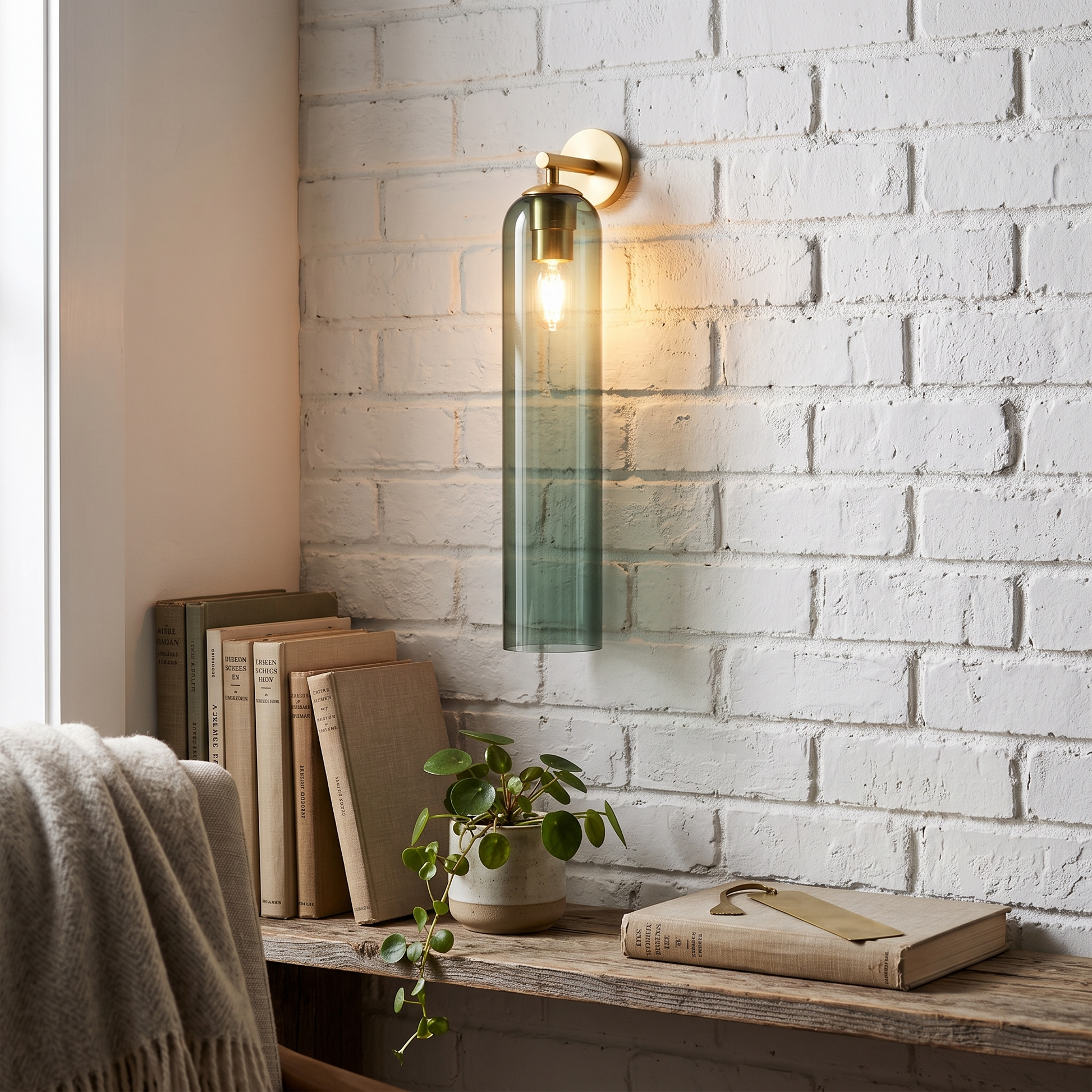 Glass Shade Wall Lamp with Gold or Black Back Plate, LED Included 16