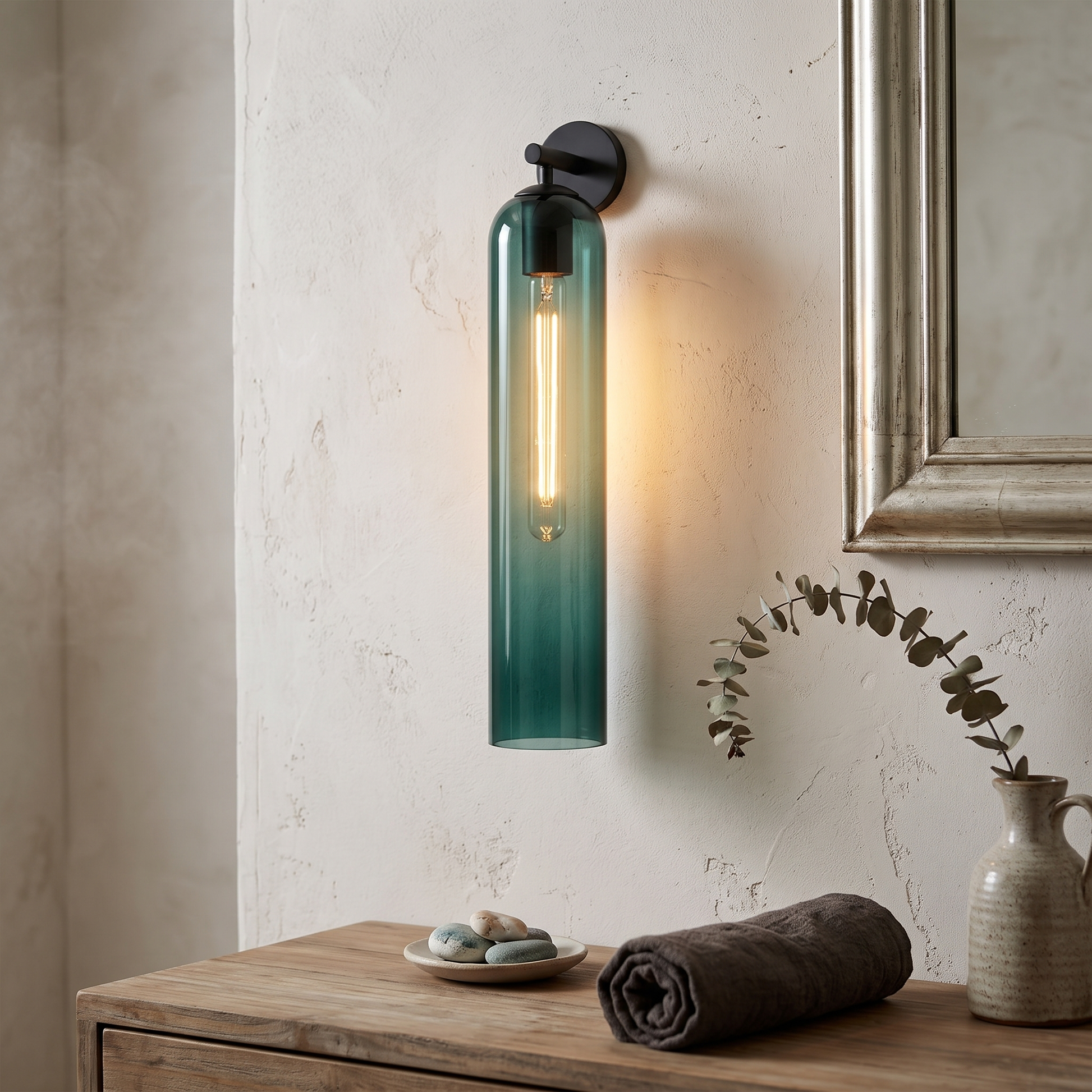 Glass Shade Wall Lamp with Gold or Black Back Plate, LED Included 17