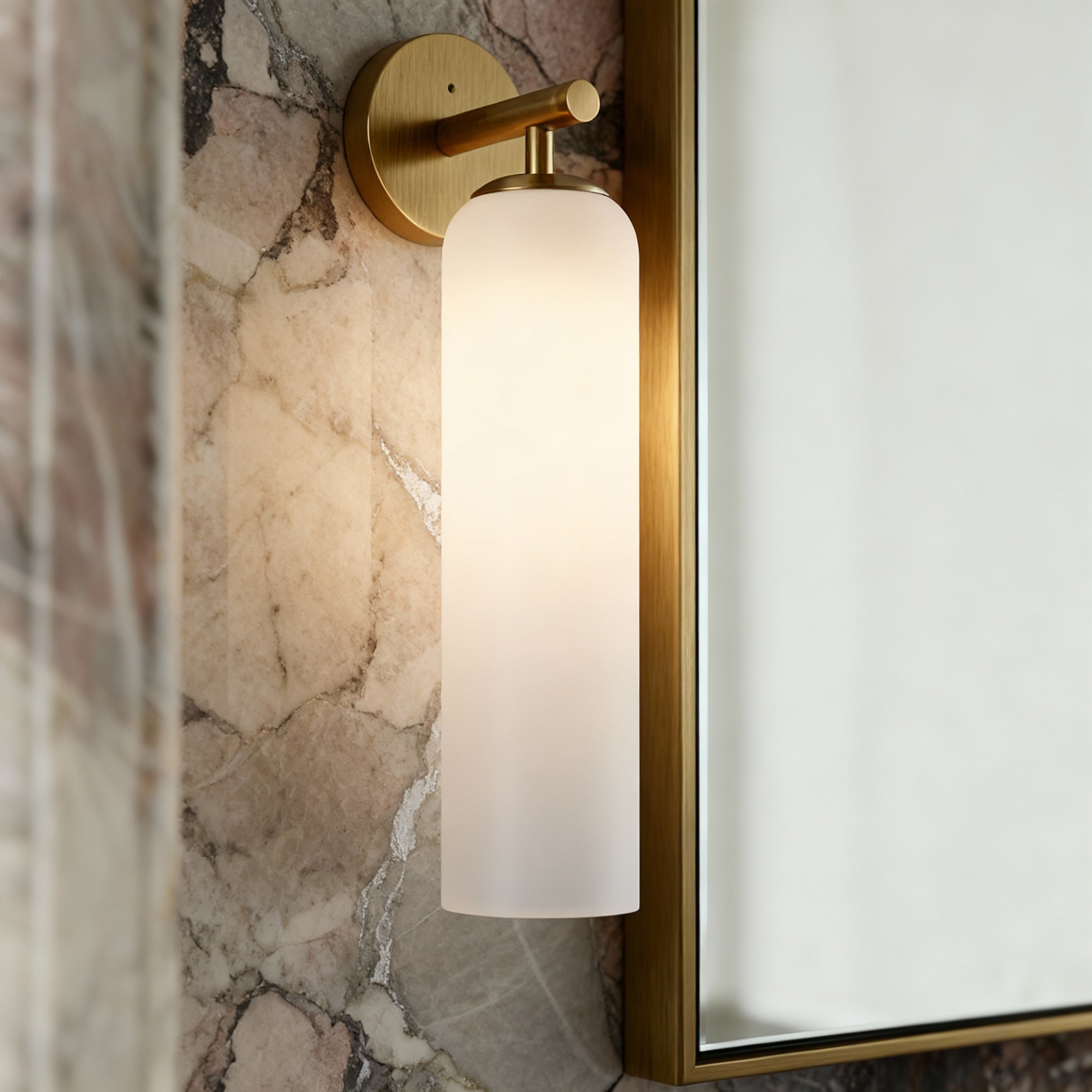 Glass Shade Wall Lamp with Gold or Black Back Plate, LED Included 6