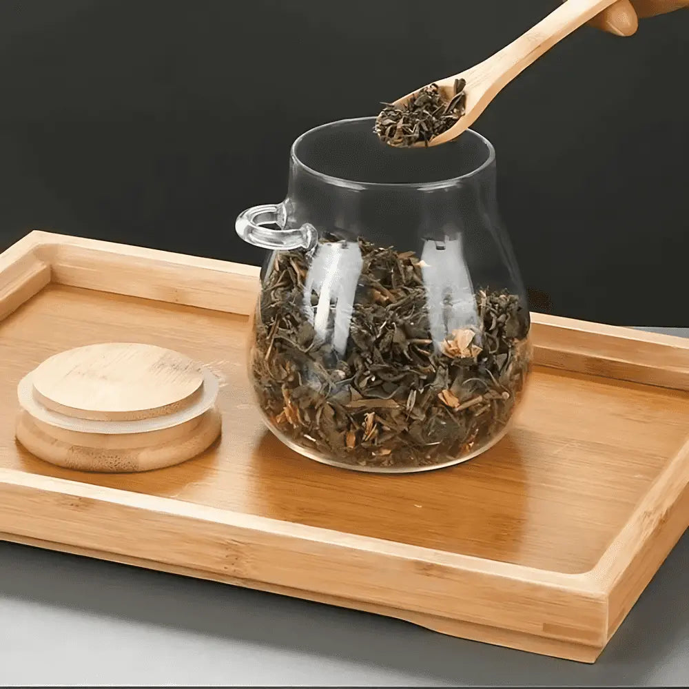 Glass Storage Jar with Bamboo Lid, Airtight Kitchen Canister 3