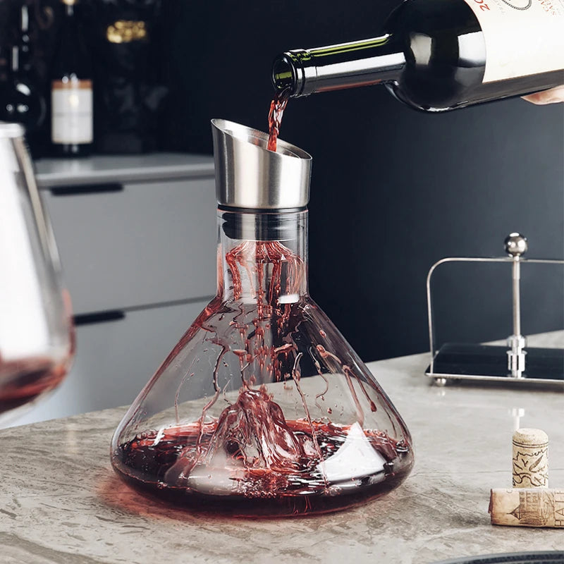 Hand Blown Crystal Wine Decanter with 12 Channel Aerator and Filter 1