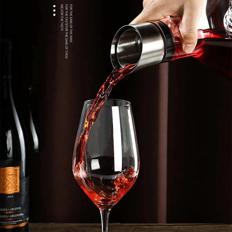 Hand Blown Crystal Wine Decanter with 12 Channel Aerator and Filter 2