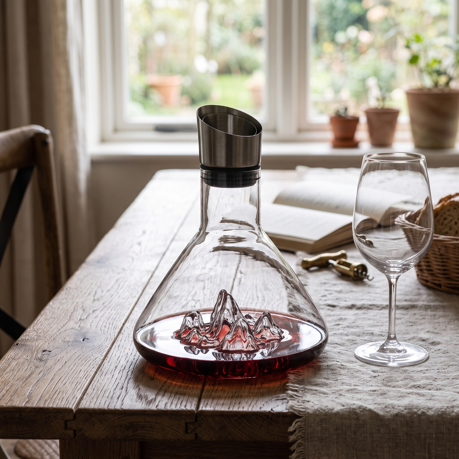 Hand Blown Crystal Wine Decanter with 12 Channel Aerator and Filter 3