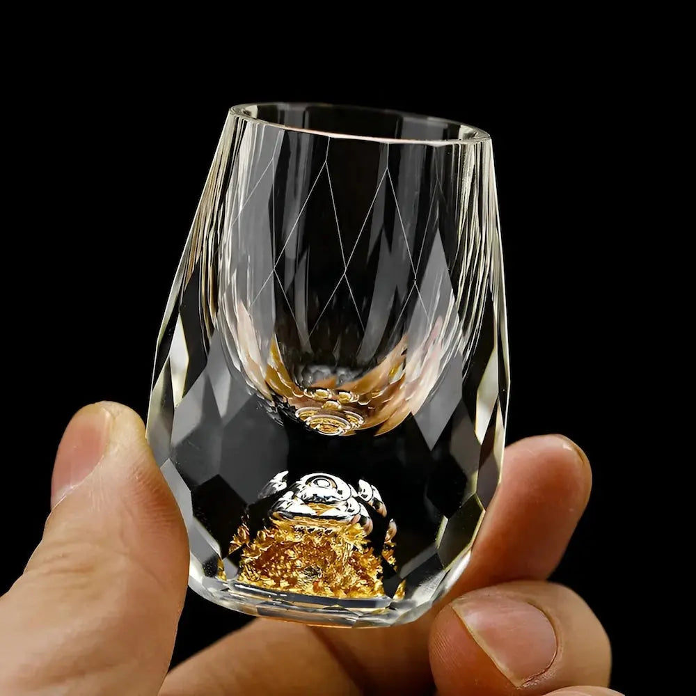 Handcrafted Crystal Glasses with Gold Flake Detailing 0