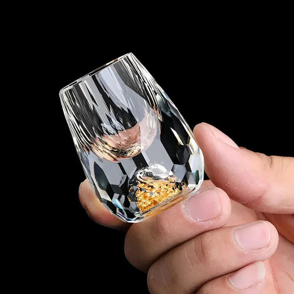 Handcrafted Crystal Glasses with Gold Flake Detailing 2