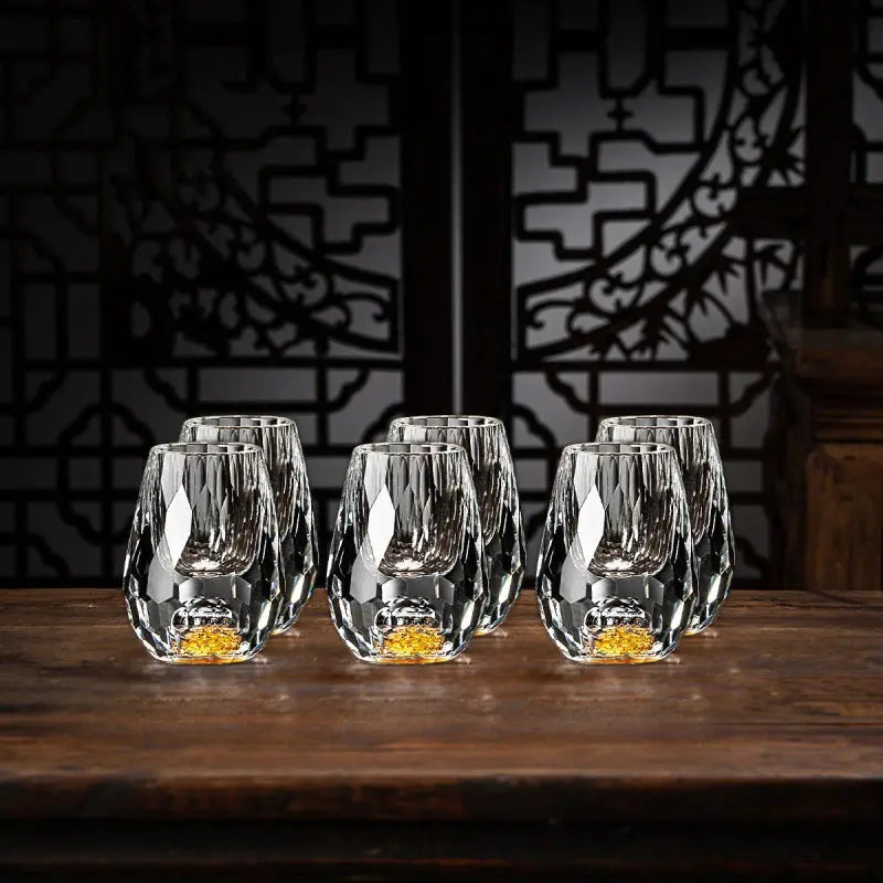 Handcrafted Crystal Glasses with Gold Flake Detailing 3
