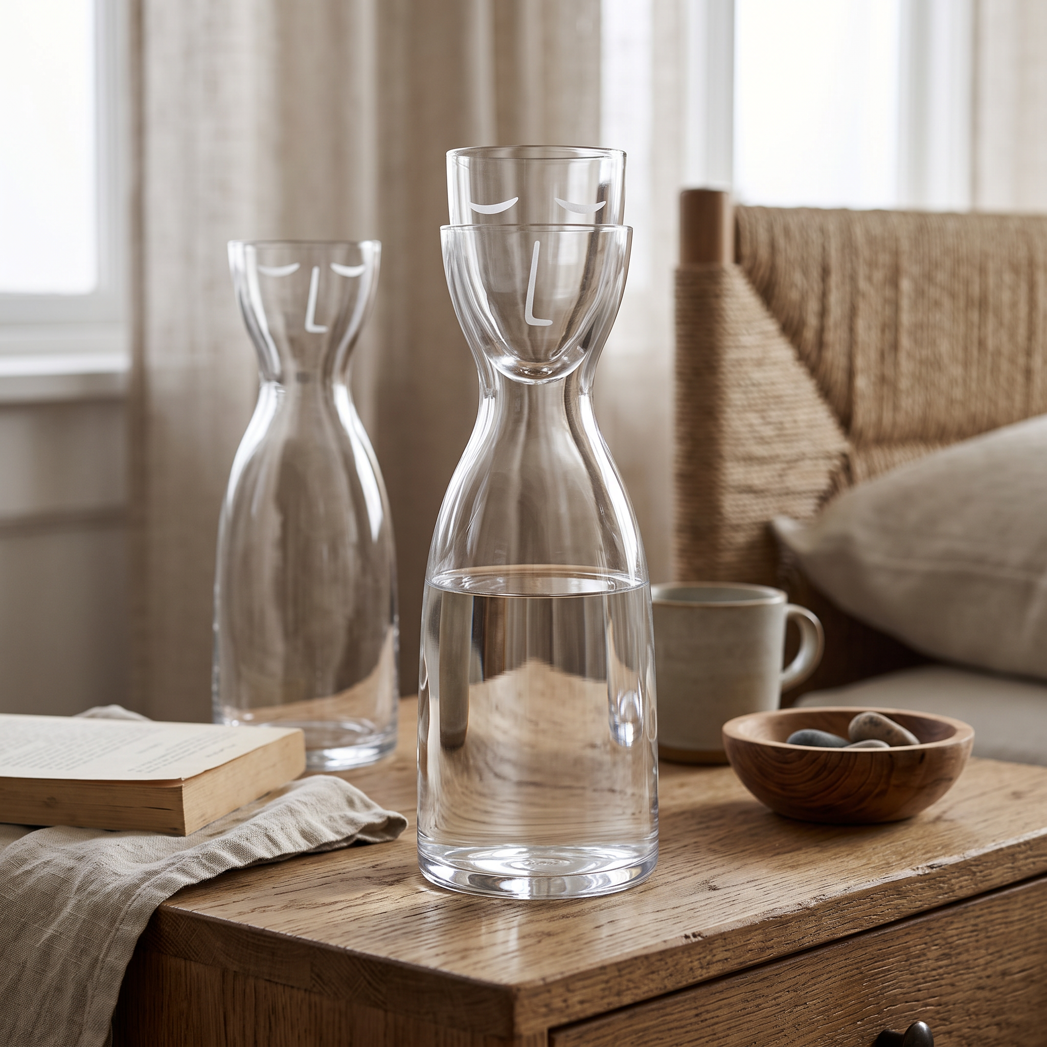 Handcrafted Lead Free Crystal Bedside Carafe with Cup Lid in Two Sizes 20