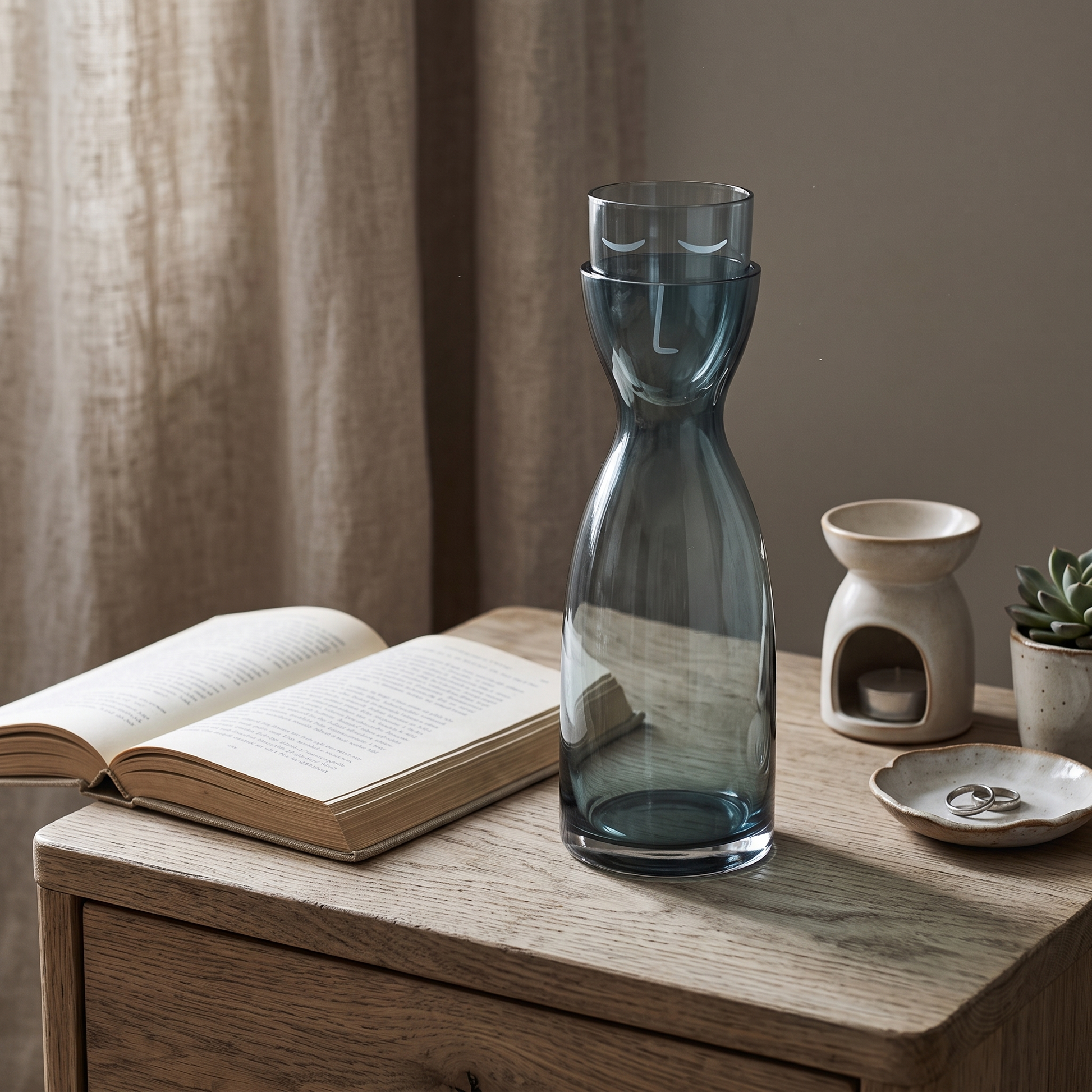 Handcrafted Lead Free Crystal Bedside Carafe with Cup Lid in Two Sizes 22