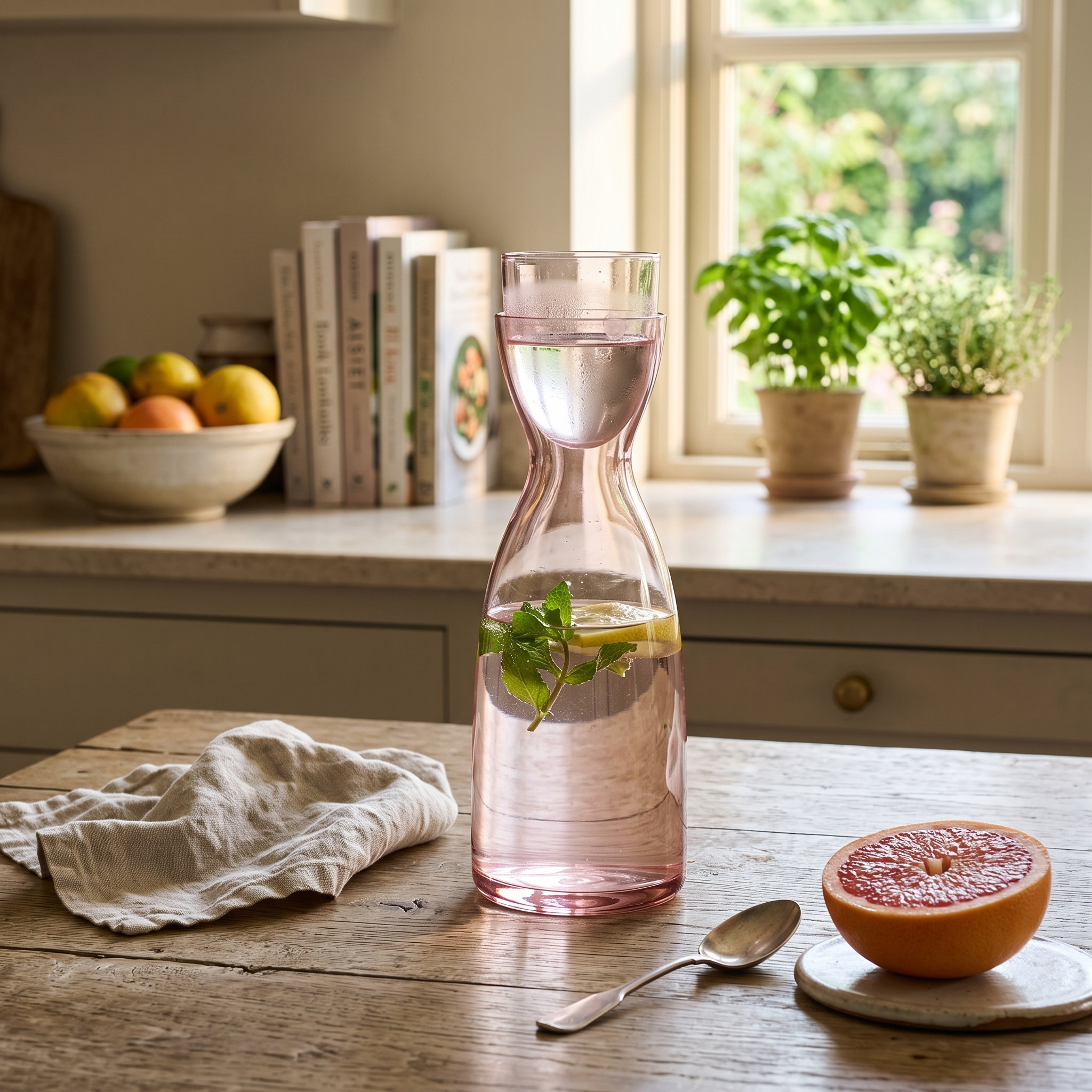 Handcrafted Lead Free Crystal Bedside Carafe with Cup Lid in Two Sizes 24