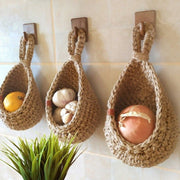 Hanging Wall Basket, Hand-Woven Hemp Rope 0