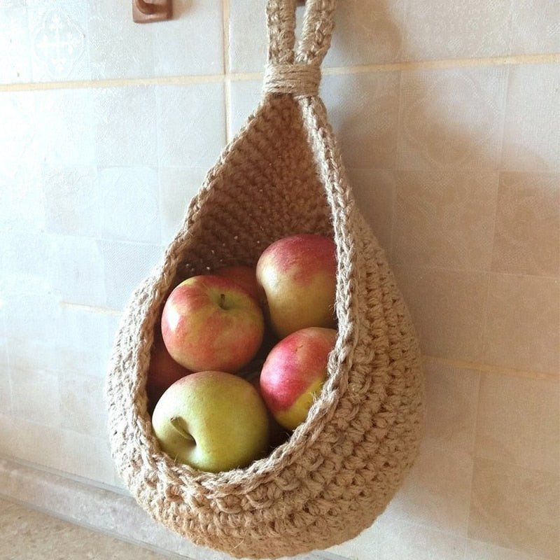 Hanging Wall Basket, Hand-Woven Hemp Rope 2