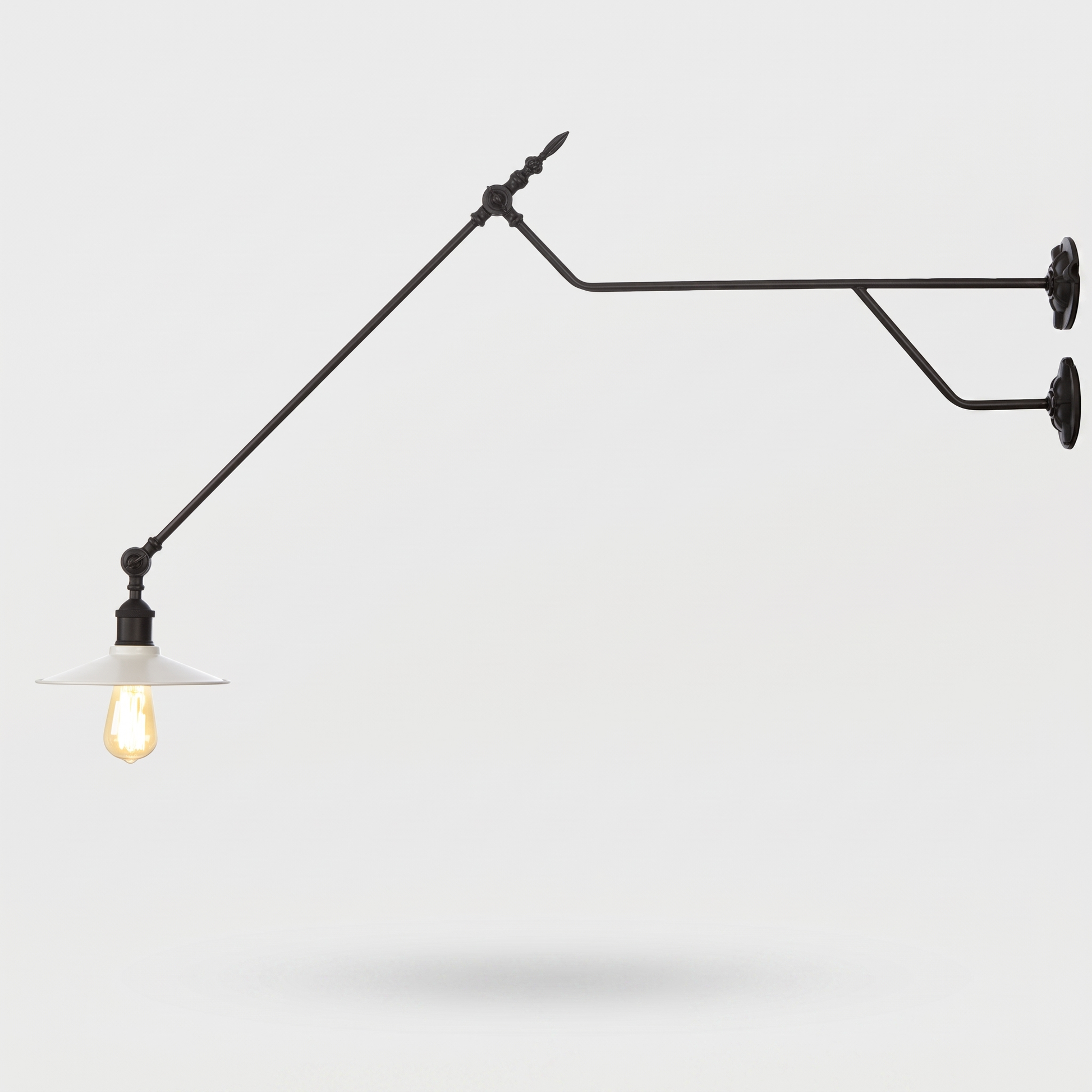 Industrial Metal Cone Wall Lamp with Long Adjustable Arm 0