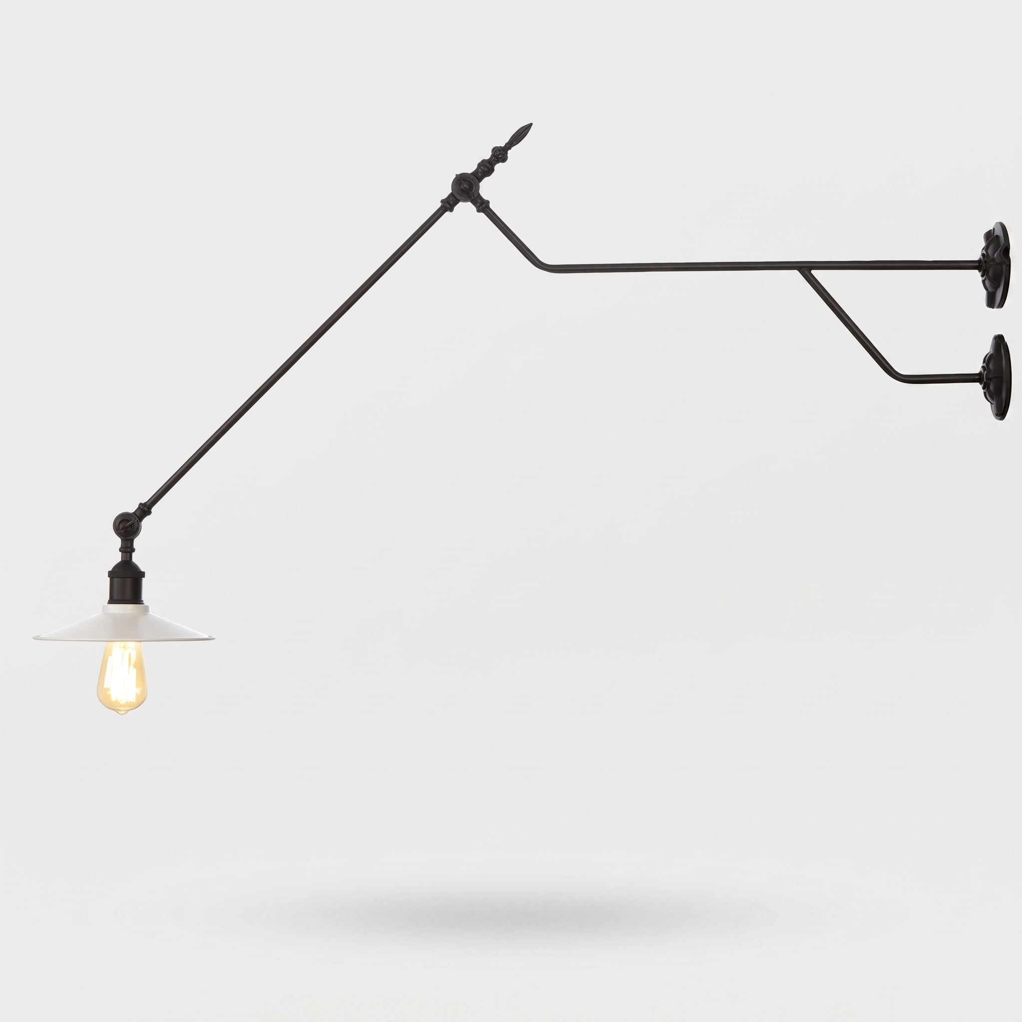 Industrial Metal Cone Wall Lamp with Long Adjustable Arm 0