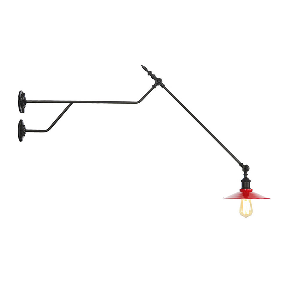 Industrial Metal Cone Wall Lamp with Long Adjustable Arm 3
