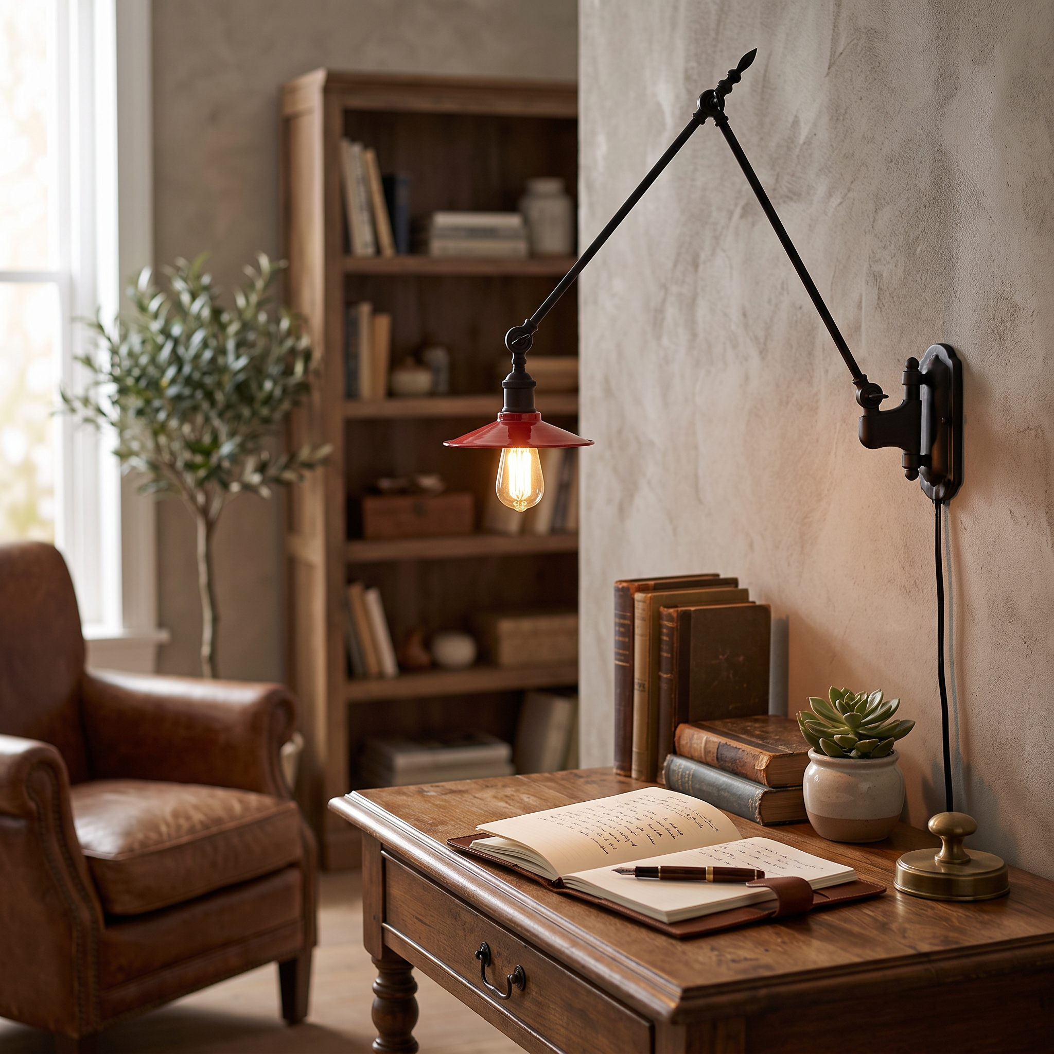 Industrial Metal Cone Wall Lamp with Long Adjustable Arm 8