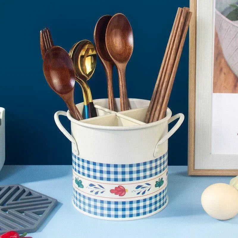 Iron Kitchen Organizer with Divider, Printed Cutlery Tray 1