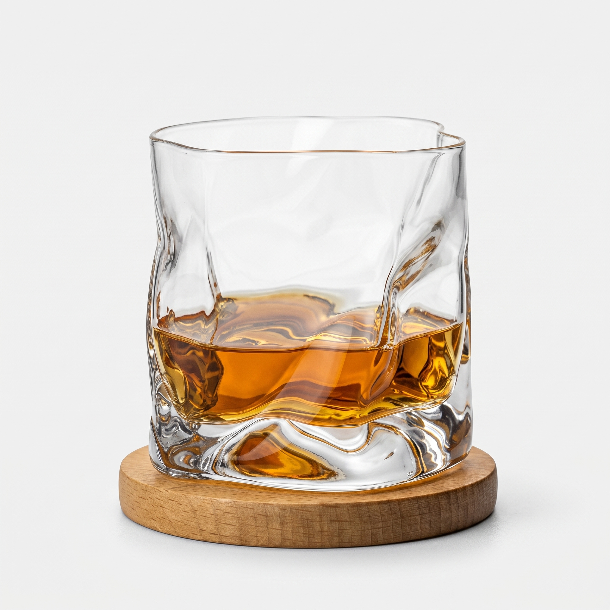 Japanese Edo Kiriko Crumple Body Whisky Glass in a Wooden Gift Box 0