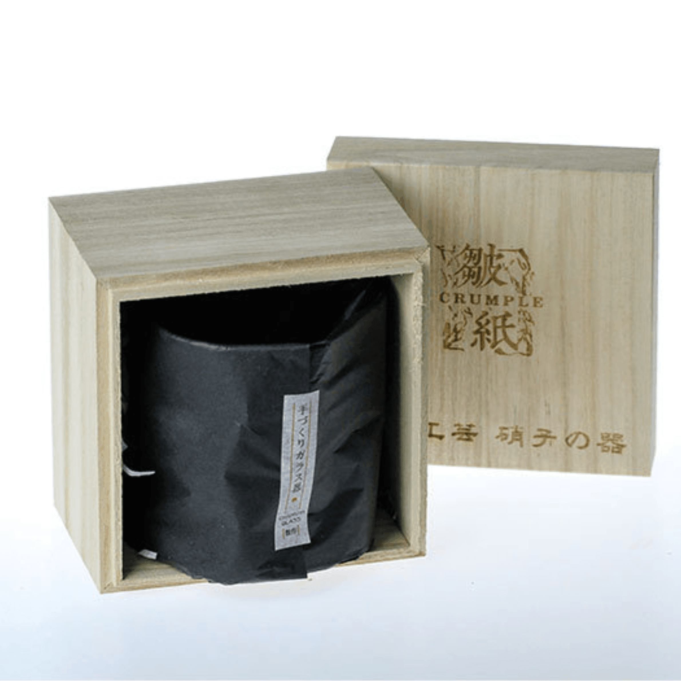 Japanese Edo Kiriko Crumple Body Whisky Glass in a Wooden Gift Box 12