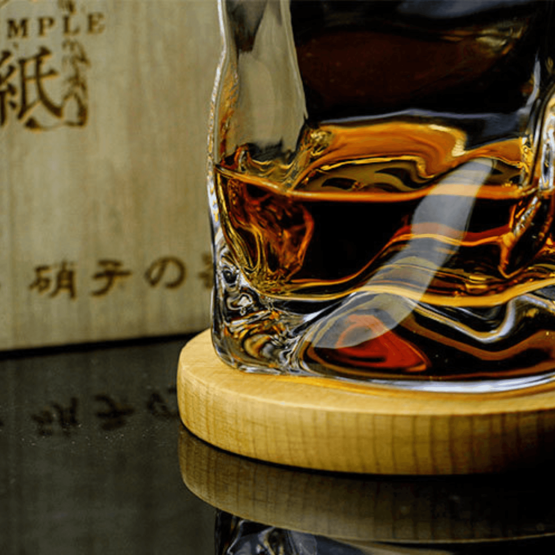Japanese Edo Kiriko Crumple Body Whisky Glass in a Wooden Gift Box 2