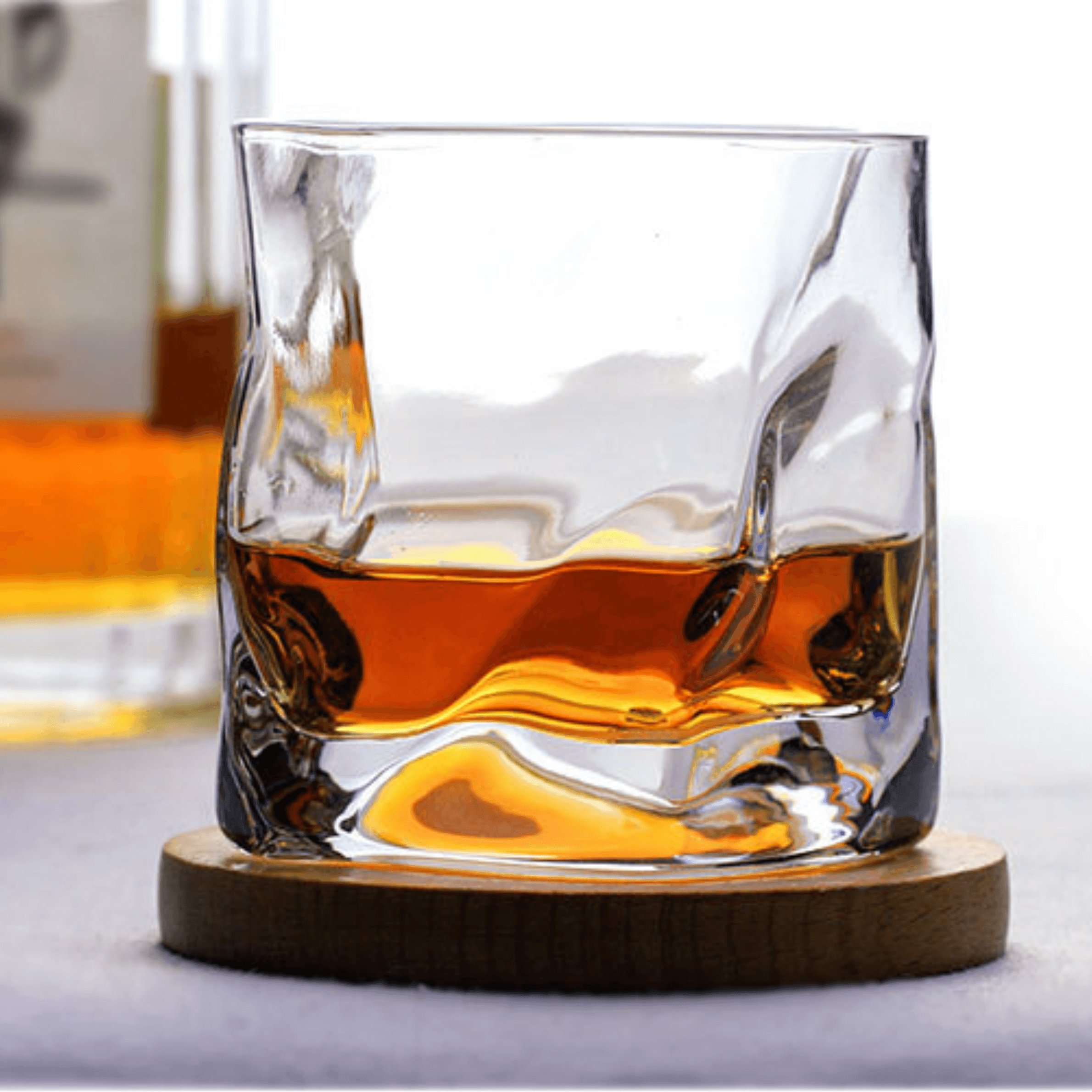 Japanese Edo Kiriko Crumple Body Whisky Glass in a Wooden Gift Box 4