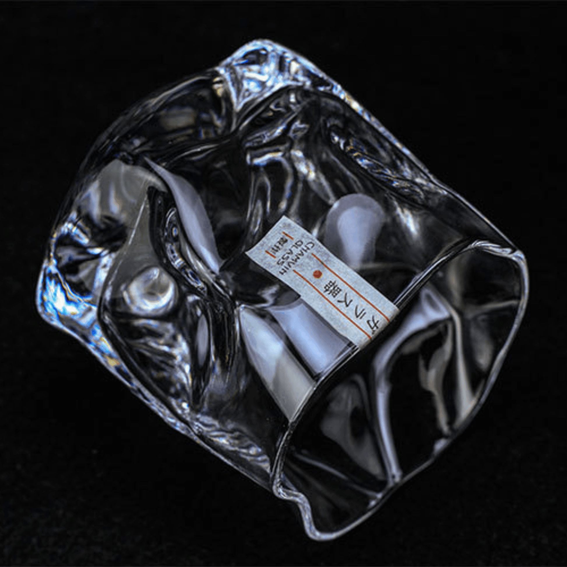 Japanese Edo Kiriko Crumple Body Whisky Glass in a Wooden Gift Box 6