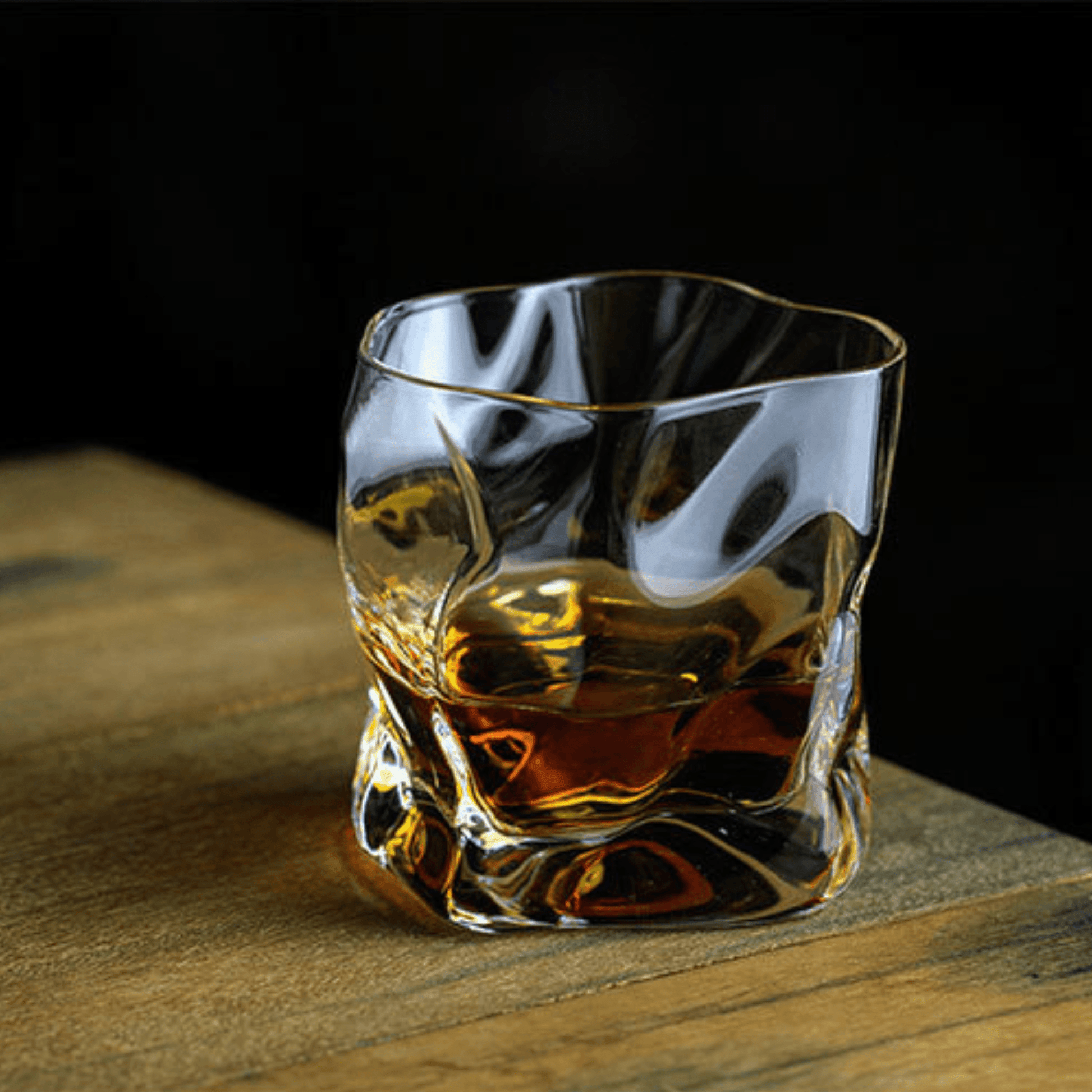 Japanese Edo Kiriko Crumple Body Whisky Glass in a Wooden Gift Box 9