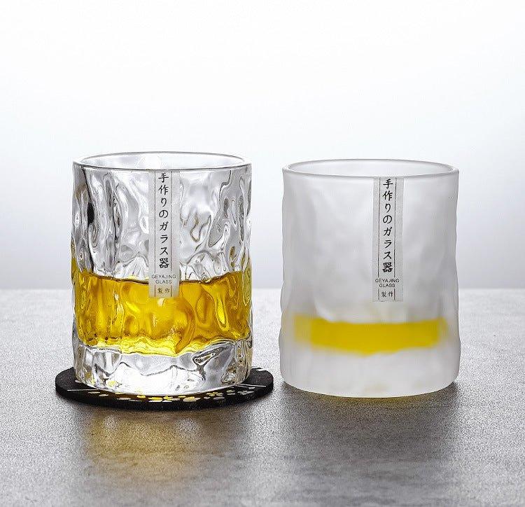 Japanese Edo Kiriko Glacier Whisky Glass with Wooden Box and Coaster 2