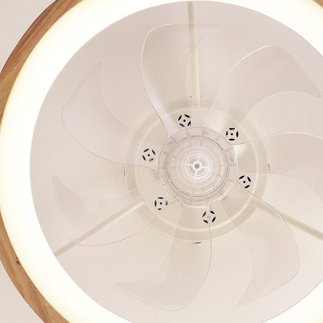 Japanese Solid Wood Round LED Ceiling Fan Light with Dimming 4