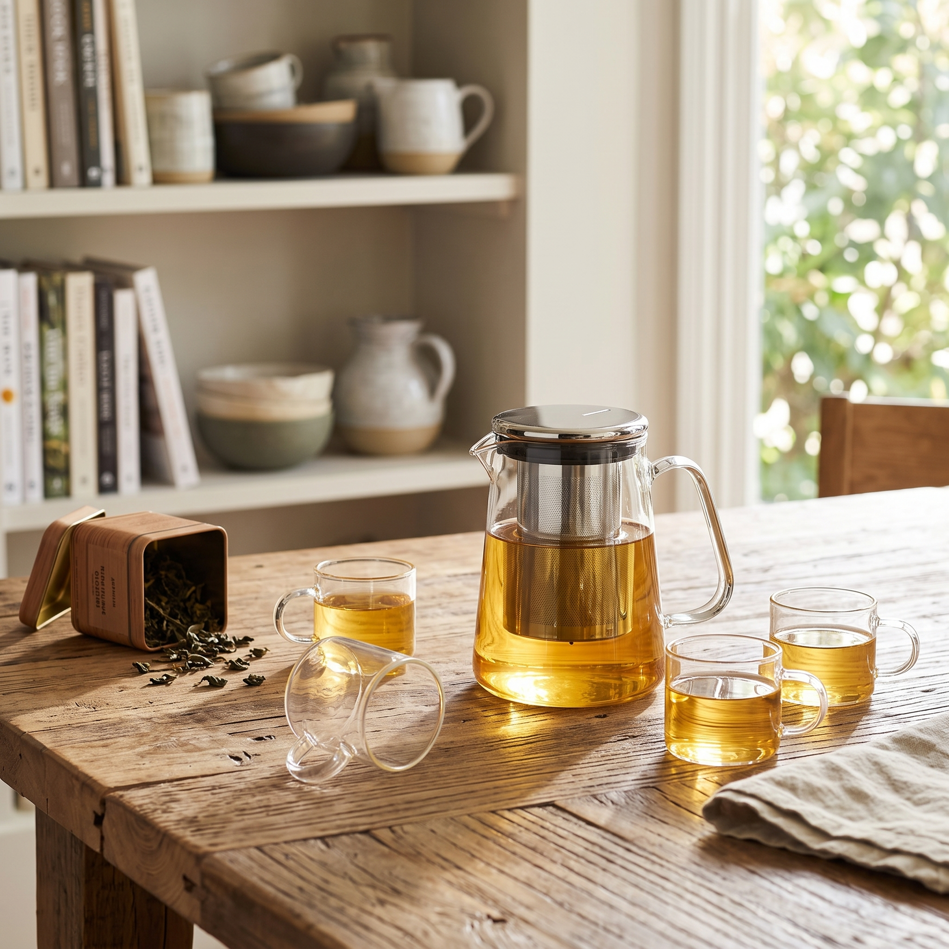 Magnetic Glass Teapot with Tea Release Switch and Fine Mesh Filter 4