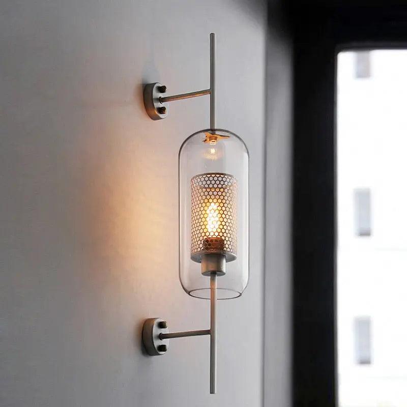 Modern Glass Wall Sconce, Clear Glass and Metallic Finish 1