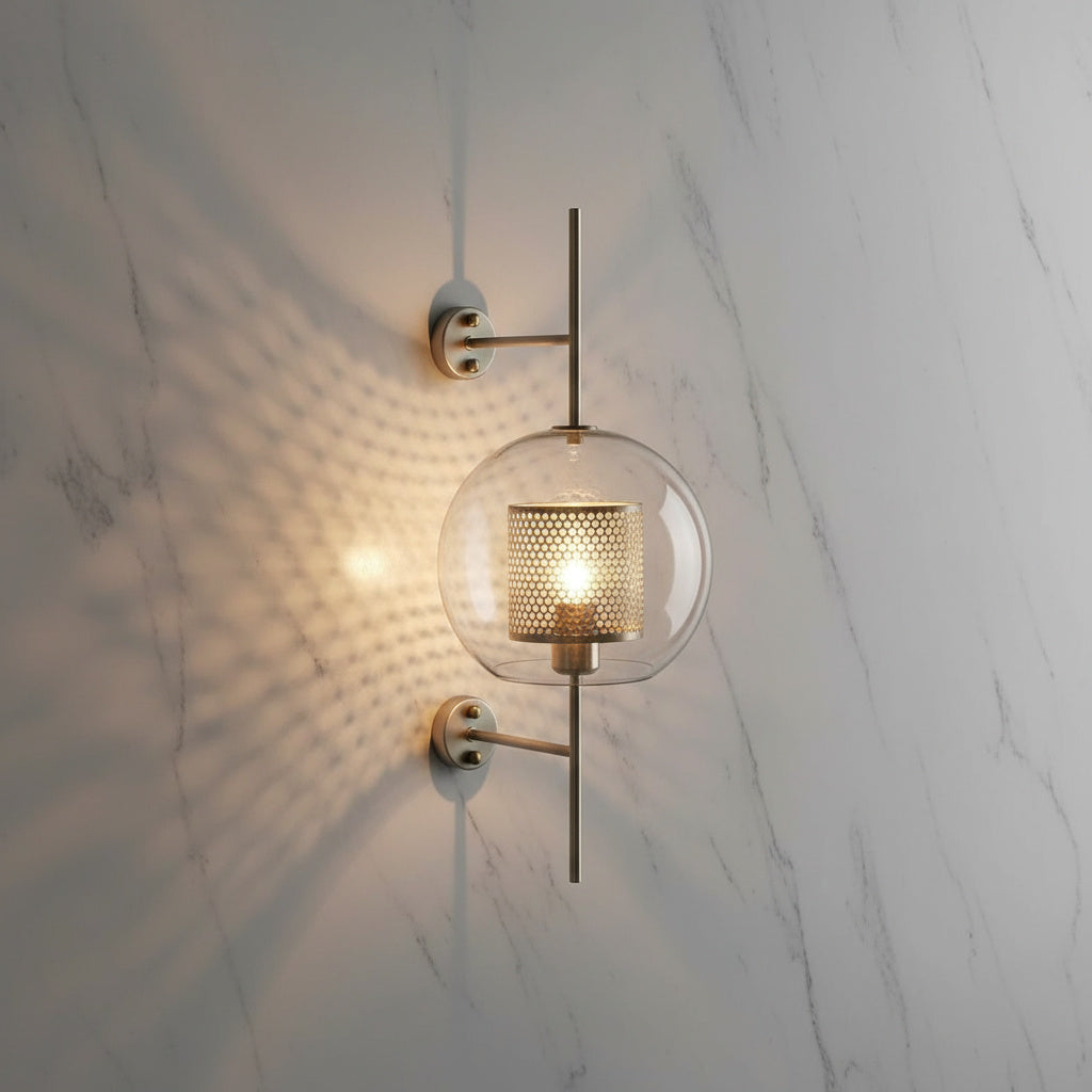 Modern Glass Wall Sconce, Clear Glass and Metallic Finish 10