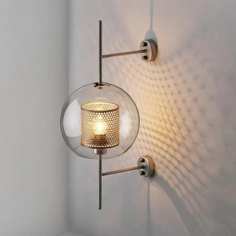 Modern Glass Wall Sconce, Clear Glass and Metallic Finish 2