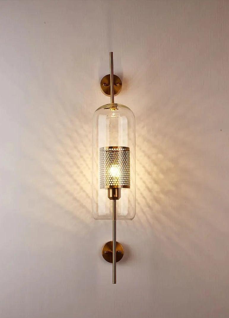 Modern Glass Wall Sconce, Clear Glass and Metallic Finish 6