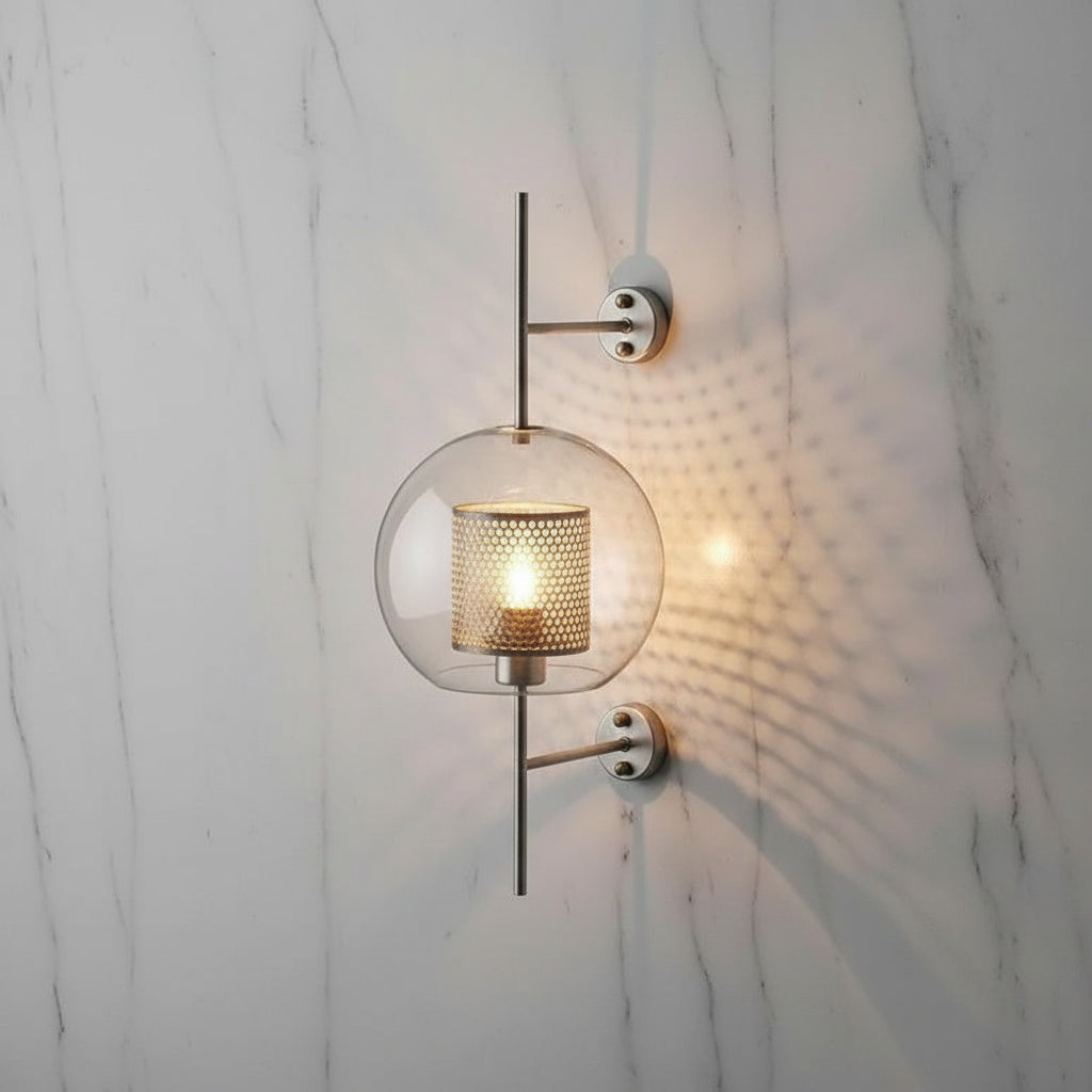 Modern Glass Wall Sconce, Clear Glass and Metallic Finish 9