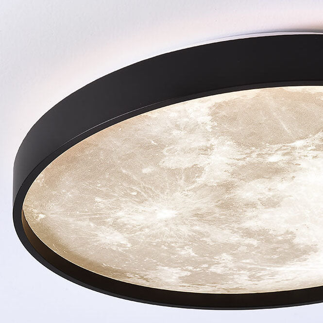 Moon Round LED Flush Mount Ceiling Light in Black or White 12