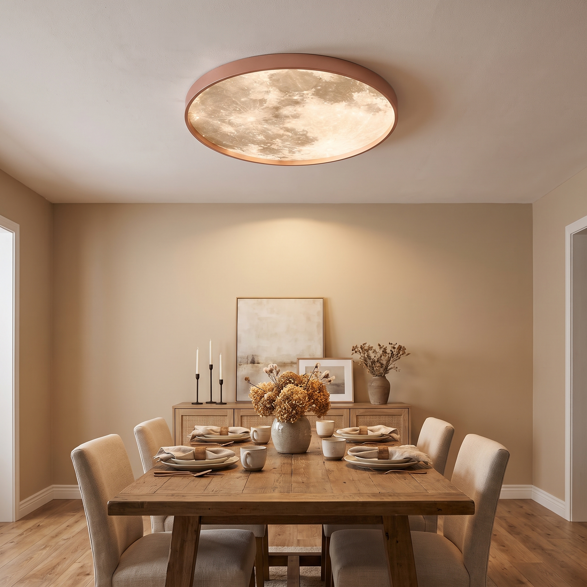 Moon Round LED Flush Mount Ceiling Light in Black or White 6