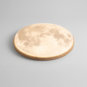 Moon Round Wood Finish LED Flush Mount Ceiling Light 0