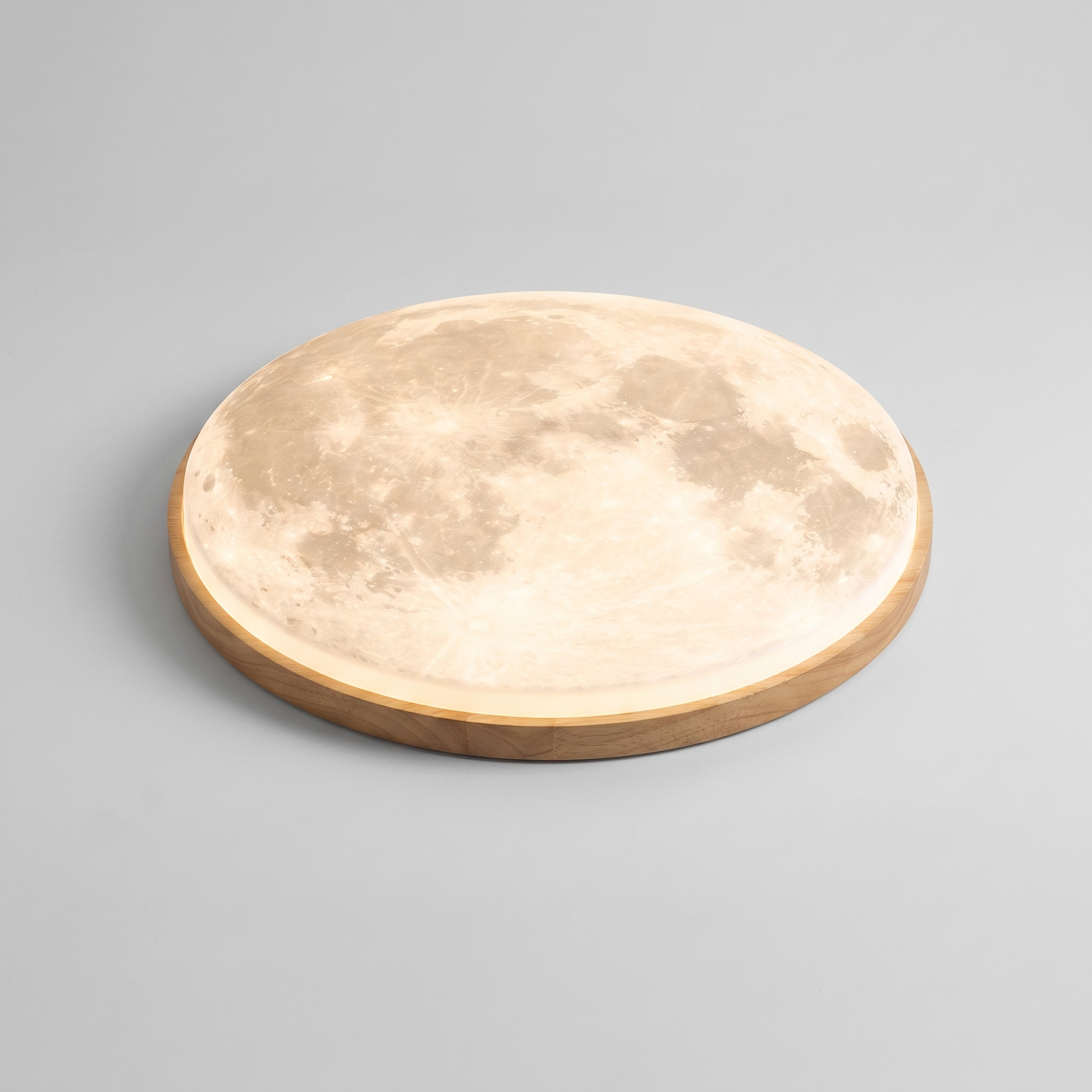 Moon Round Wood Finish LED Flush Mount Ceiling Light 0