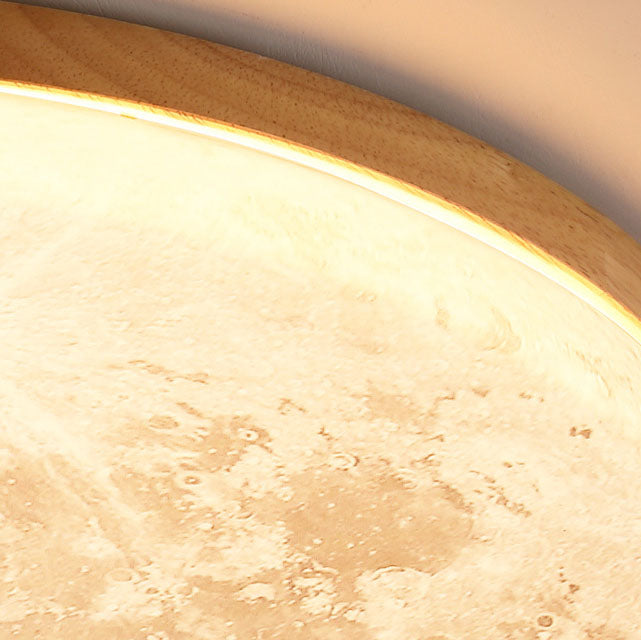 Moon Round Wood Finish LED Flush Mount Ceiling Light 6