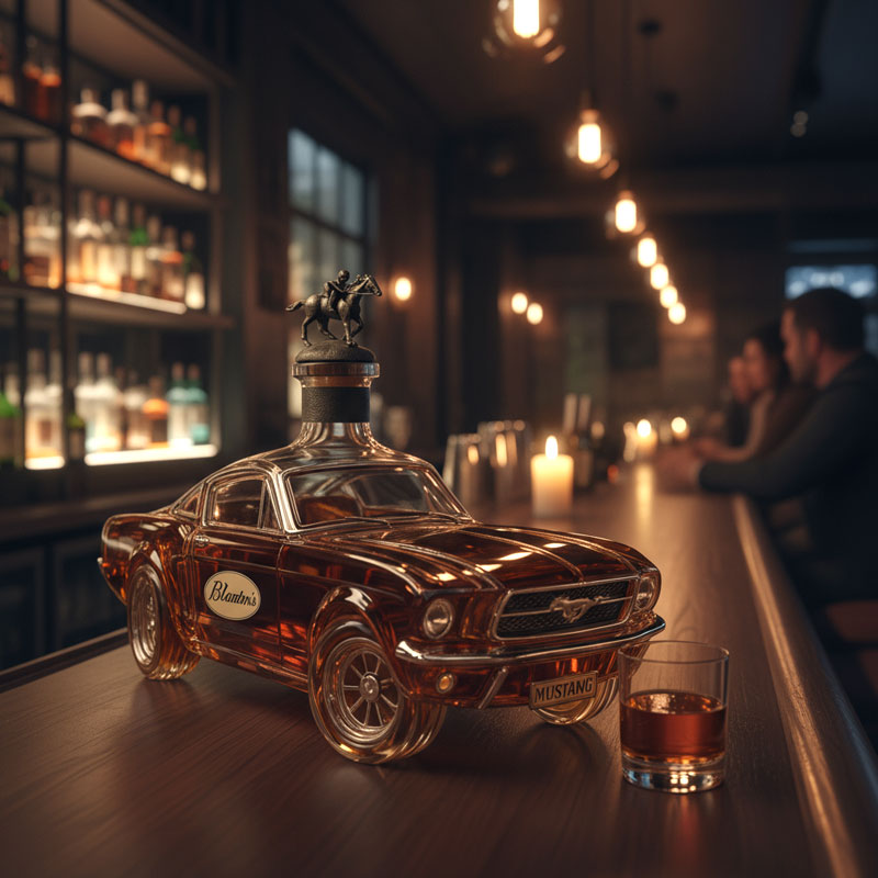 Mustang Car Shaped Glass Whiskey Decanter for Home Bars and Car Fans 1