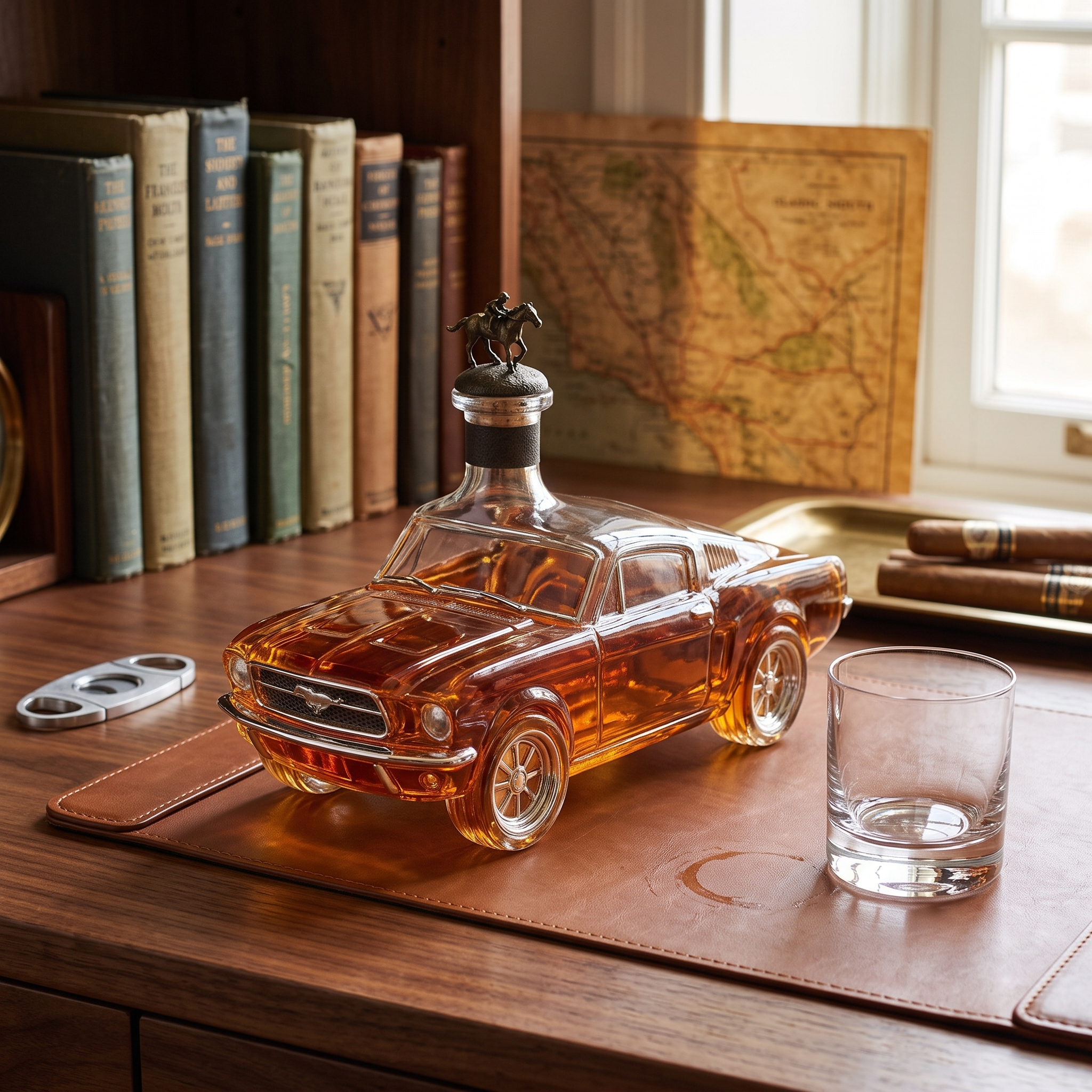 Mustang Car Shaped Glass Whiskey Decanter for Home Bars and Car Fans 4