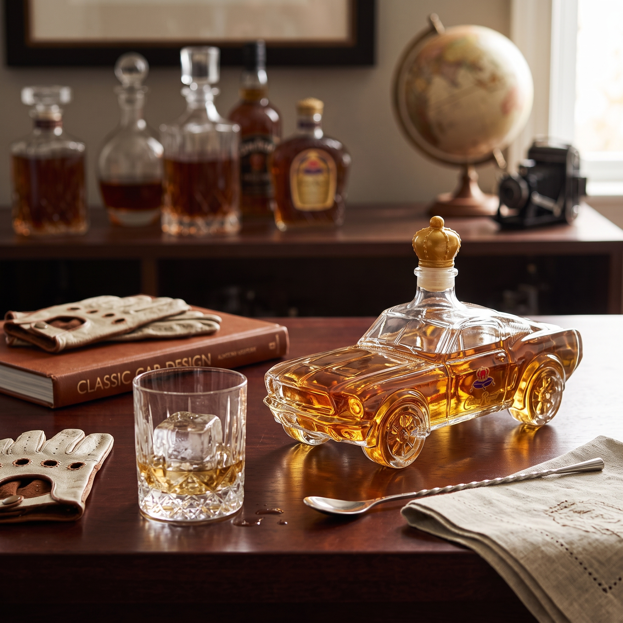 Mustang Car Shaped Glass Whiskey Decanter for Home Bars and Car Fans 5